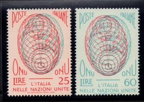 O.N.U. n. 806/807 dritte Auflage Dünnpapier Gummi Hochglanz - MNH