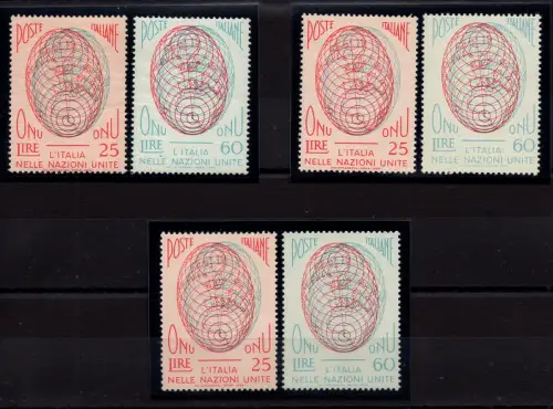 O.N.U. n. 806/807 erste, zweite und dritte Auflage - postfrisch