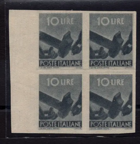 Democratica Lire 10 Nr. F 558a Viertel ungezähnt - MNH