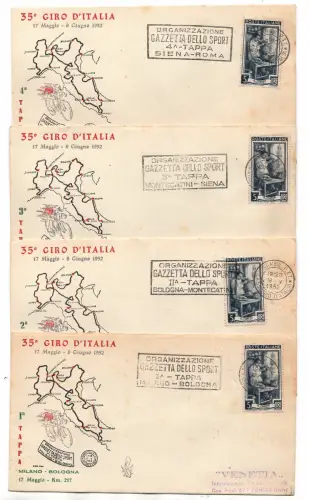 Radsport 35. Giro d'Italia, die 20 Annullierungsumschläge für die verschiedenen Etappen