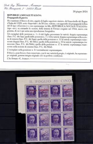 Kriegspropaganda Cent. 50 lila Florenz Aufdrucke - Unikat