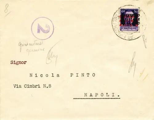 Napoli Occ. Alliierte - Cent. 50 Doppelaufdrucke