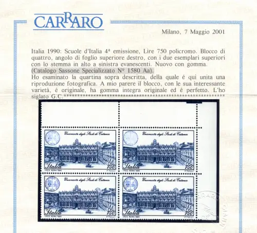 Universität Catania Lire 750 Sorte Vergängliches Wappen