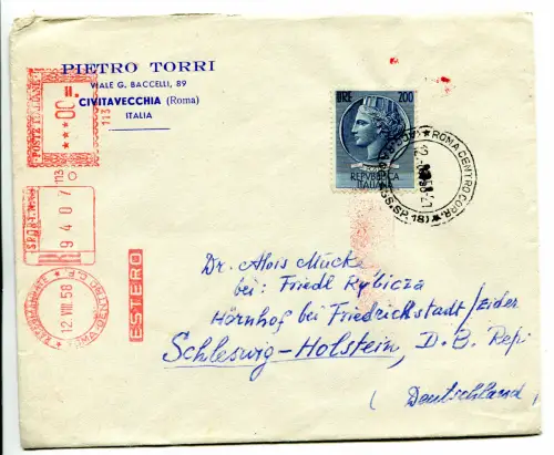 Syrakus Lire 200 isoliert auf Umschlag exp. für Deutschland