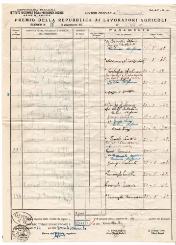 Pro Politische Opfer 70 Exemplare auf INPS-Formular