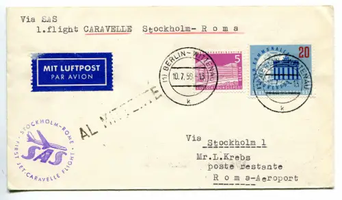 SAS Erstflug Stockholm/Rom vom 17.7.59