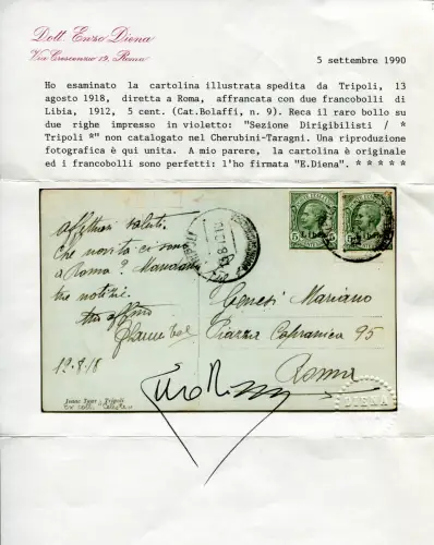 1918 Sektion Luftschifffahrer Tripolis - Postkarte aus Tripolis