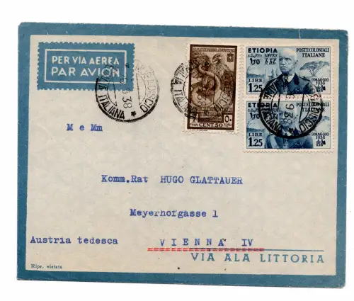 Äthiopien - Vitt. Emanuele III. Lire 1,25 Paar auf Umschlag