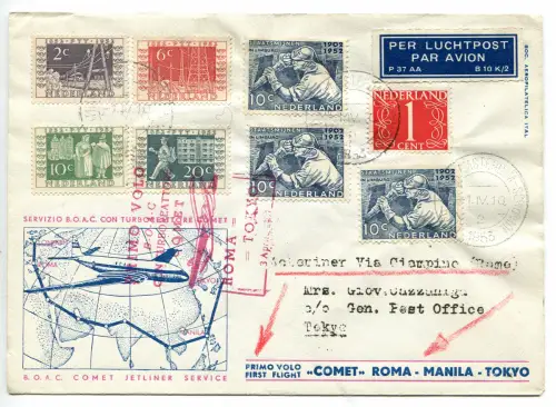 B.O.A.C. (Amsterdam) Rom/Tokio vom 3.4.53 - Airbrush nach Tokio