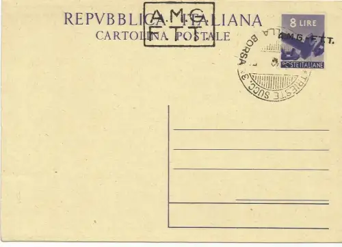 Triest A - Lire 8 Democratica n. C 2A (sopr. A+B) gebraucht