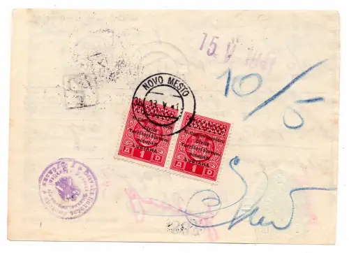 Ljubljana - Steuermarken R. Commissariato Civile vaglia da Nove Mesto