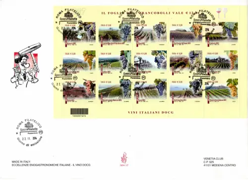 Vini d'Italia DOCG 2014 Bogen Nr. 94 auf Umschlag FDC Venetia