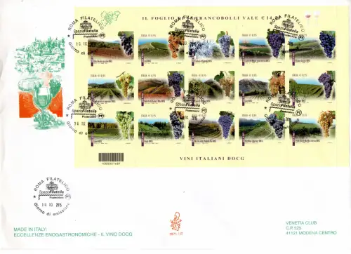 Vini d'Italia DOCG 2015 Bogen Nr. 99 auf Umschlag FDC Venetia
