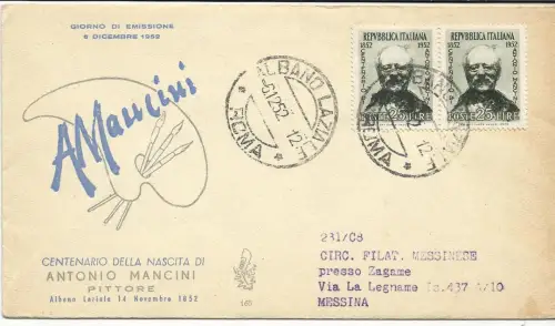 Mancini Nr. 703 Paar auf Umschlag FDC Venetia Club Venezia