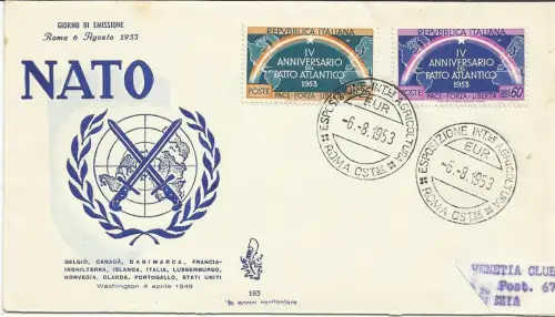 Atlantikpakt auf Umschlag FDC Venetia Club Venezia
