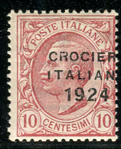 Italienische Kreuzfahrt 1924 Cent. 10 verschobene Aufdrucksorten