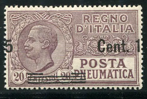 Luftpost Cent. 15 von 20 verschobenen Überdrucksorten