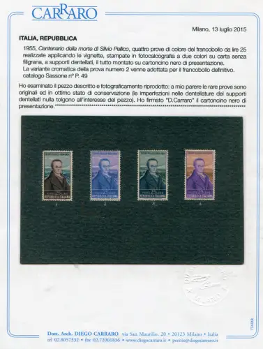 Silvio Pellico Druckproben - UNIKAT - SEHR SELTEN