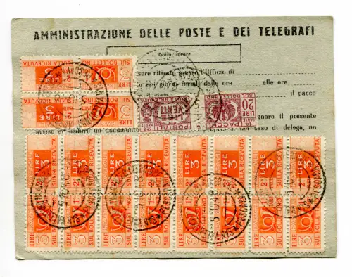 Notfall - Postpakete Lire 20 Mischfrankatur