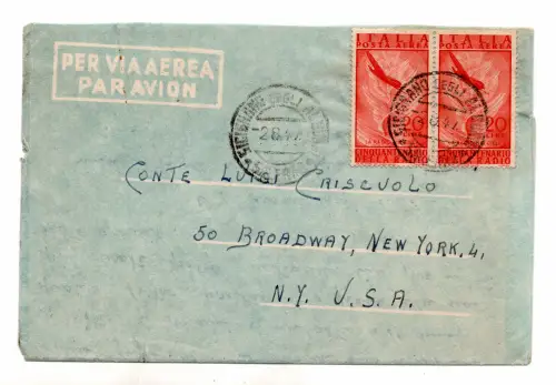 Luftpost Lire 20 Radio Paar auf Umschlag