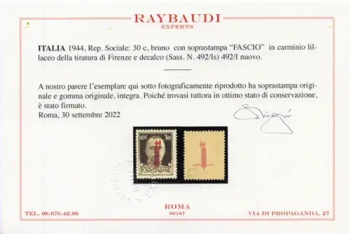 Fascetti Firenze Cent. 30 Aufdrucke in lila Karmin