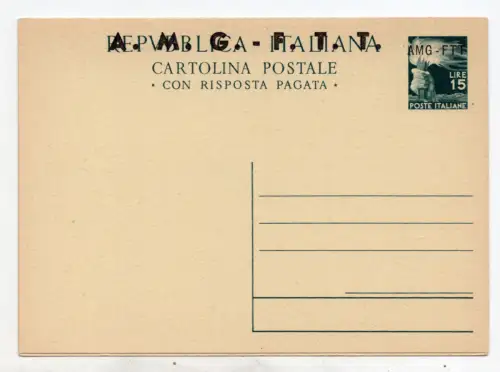 Triest A - C.P. Lire 15+15 Democratica n. C 11 großer Aufdruck