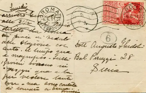 Unità d'Italia Cent. 10 auf Postkarte gezeichnet von P. Mastroianni