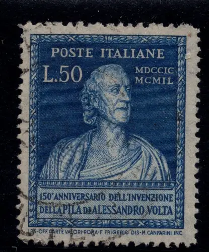 Volta Lire 50 Nr. 612 filigran NS gezackt 14,1/4