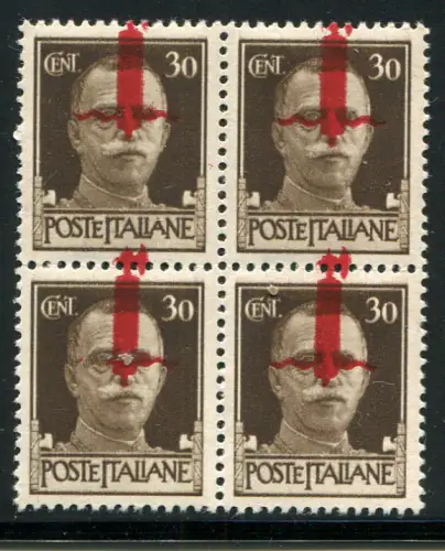 Firenze - Cent. 30 rote Aufdrucke Viererblock