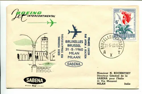 Erstflug Sabena Brüssel-Mailand am 31.5.60