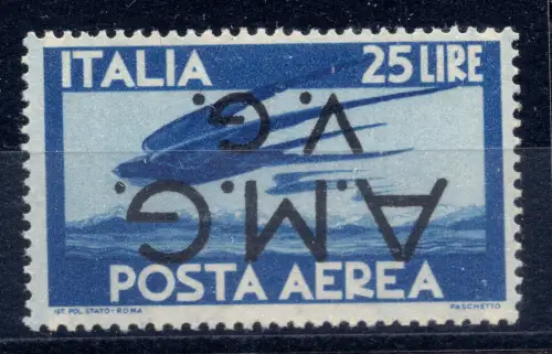 AMG. Sehr guter Zustand. - Luftpost Lire 25 umgedrehter Aufdruck