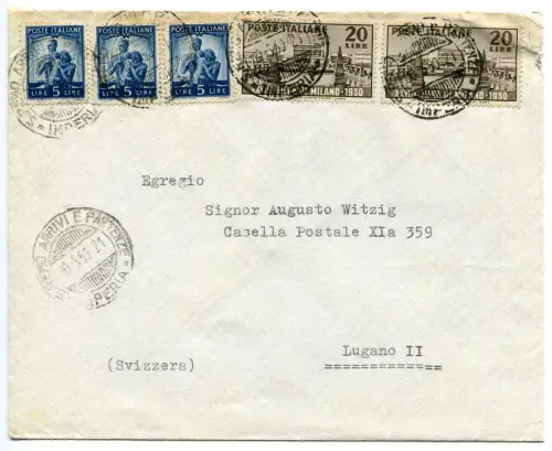Mailand '50 zwei Exemplare auf Umschlag für die Schweiz