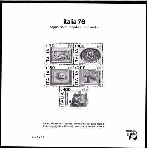 Italien '76 - Zettel anlässlich der Philatelistischen Ausstellung verteilt