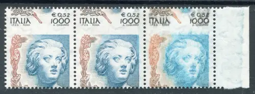 Frau in der Kunst Lire 1.000 / Euro0,52 Doppelstreifen Sorte