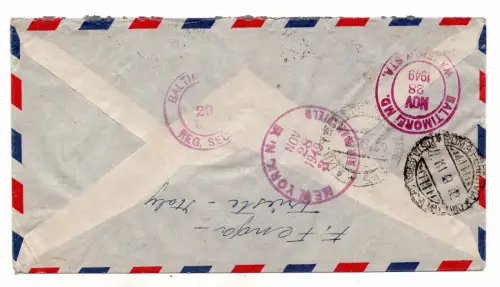 Triest Democratica Lire 100 auf Umschlag Racc. auf dem Luftweg in die USA