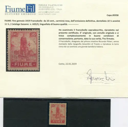 Fluss - Allegorie Cent. 10 n. A 35/I (A-Karte) gezackt 10,1/2