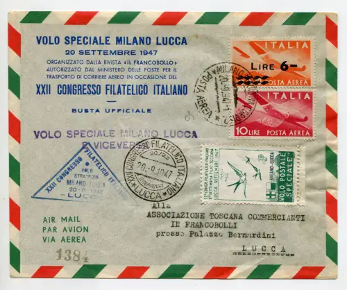 Sonderflug Mailand/Lucca vom 20.9.48 - Flugflugzeug mit Ann.
