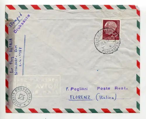 Alitalia Düsseldorf/Rom vom 2.4.58 - Privatflugzeug besteuert