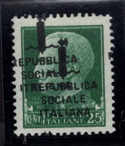 Cent. 25 Nr. 491 Doppelaufdruck ein stark verschoben - postfrisch