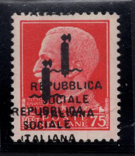 Cent. 75 Nr. 494 Doppelaufdruck ein stark verschoben - postfrisch