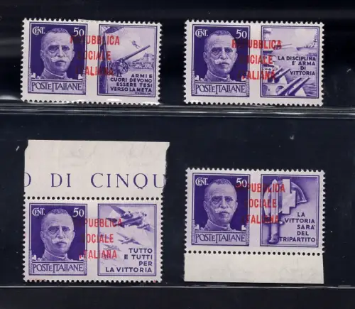 Kriegspropaganda Cent. 50 Aufdrucke in der Mitte 4 Werte - MH