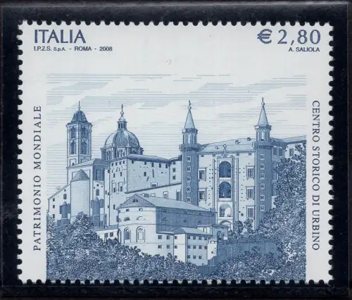 Urbino Sorte Italien 2,80 Euro oben statt unten - postfrisch
