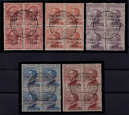 Italienische Kreuzfahrt 1924 Nr. 162/166 Viertel Originalstempel