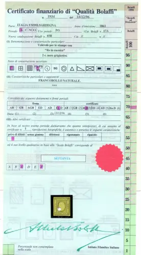 Sardinien Cent. 2 Bolaffi zertifizierter Zentrumskopf Nr. 45C - MNH