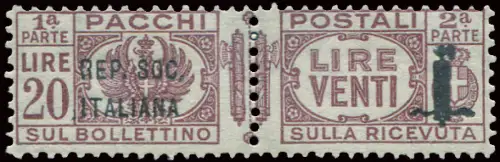 Postpakete Band 20 Lire sehr gutes Exemplar guter Zentrierung