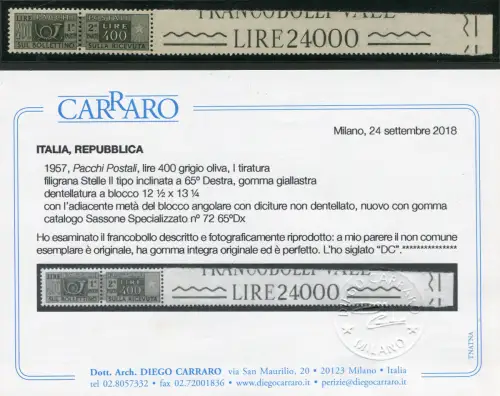 Postpakete Lire 400 Sterne II auf Position 65. DX