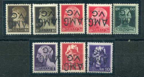 AMG. Sehr guter Zustand. - Acht Werte der Serie mit umgedrehtem Aufdruck