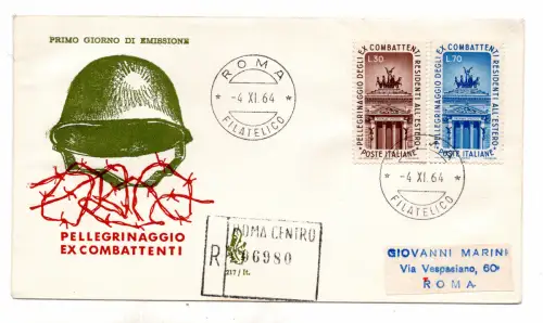 Italien FDC Venetia 1964 Ex Combattenti gereist Racc. für Italien