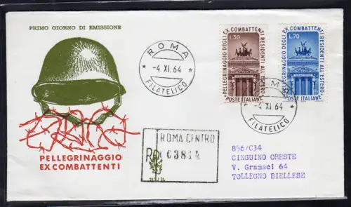 Italien FDC Venetia 1964 Ex Combattenti gereist Racc. für Italien