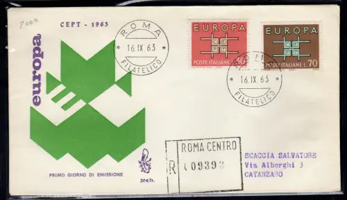 Italien FDC Venetia 1963 Europa gereist Racc. für Italien